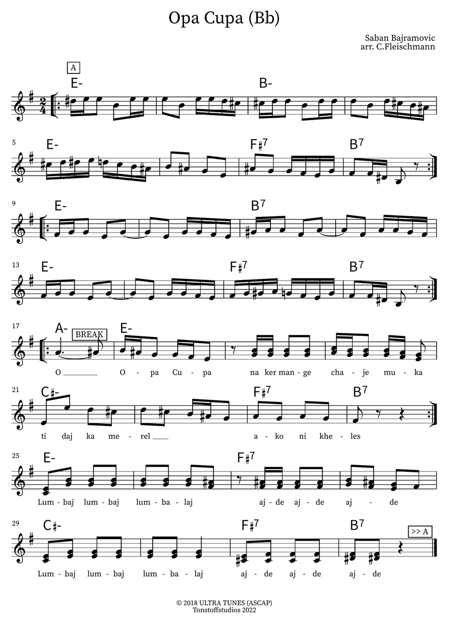 Opa Cupa Opa Cupa Piano scores gallery preview page 1