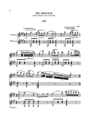 Paganini: Six Sonatas for Violin and Guitar, Op. 3