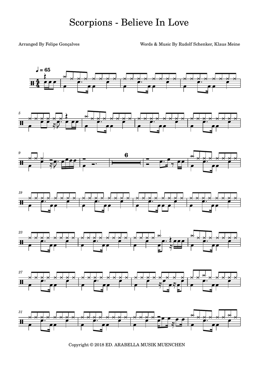 Believe In Love Drum Set scores gallery preview page 1