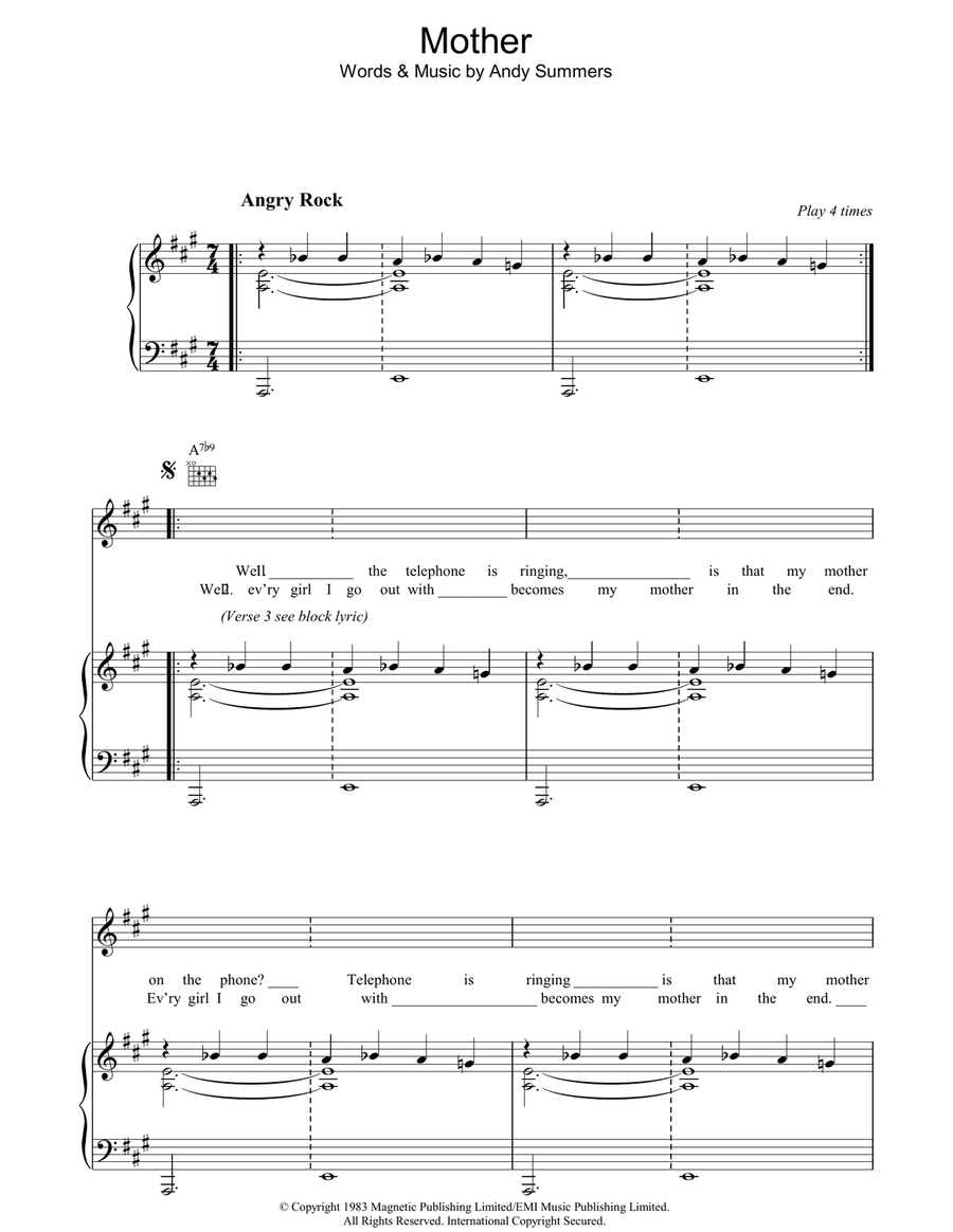 Mother Mother Piano, Vocal, Guitar scores gallery preview page 1