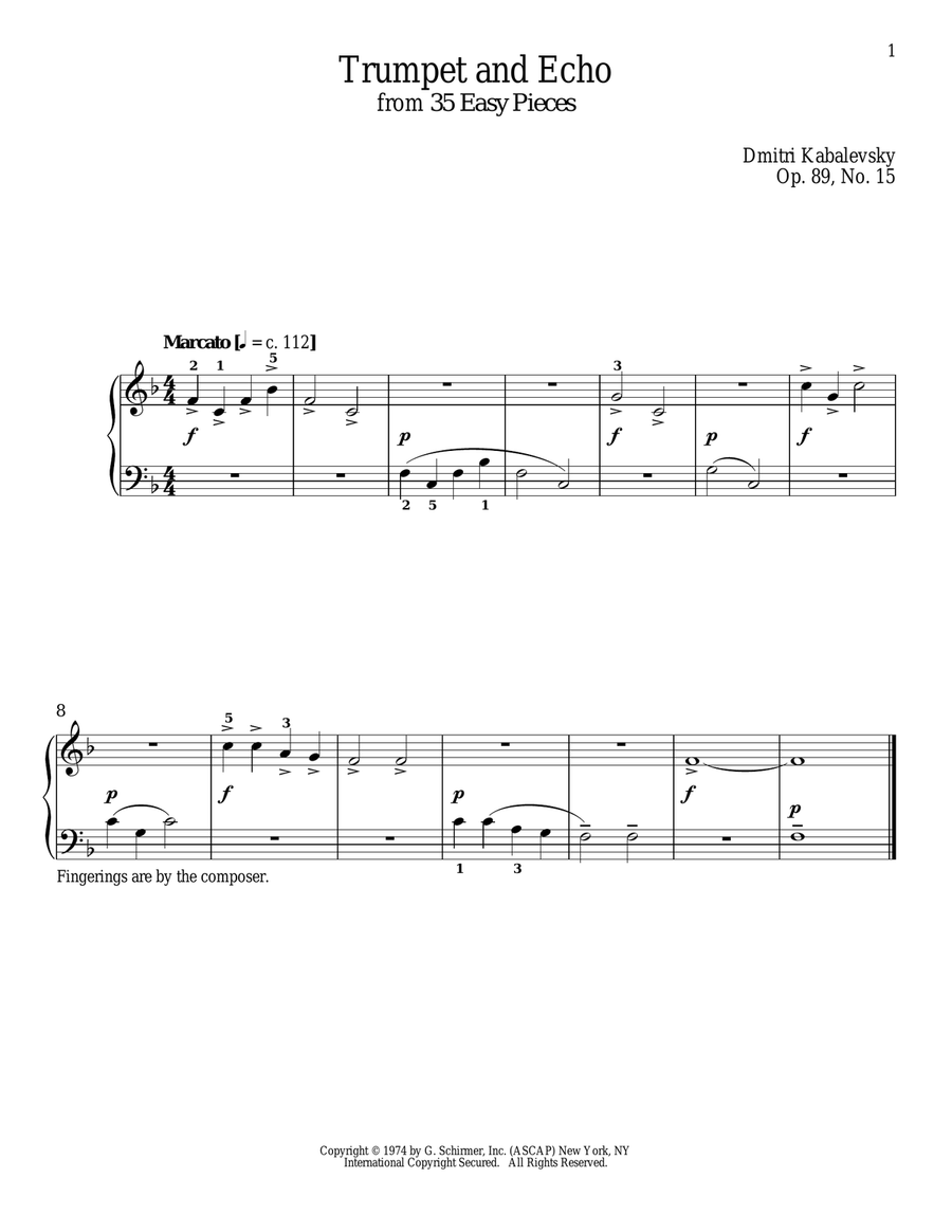 Trumpet And Echo, Op. 89, No. 15 Trumpet scores gallery preview page 1