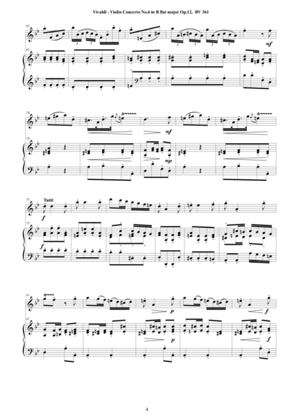 Vivaldi - Violin Concerto No.6 in B flat major Op.12 RV 361 for Violin and Piano image number null