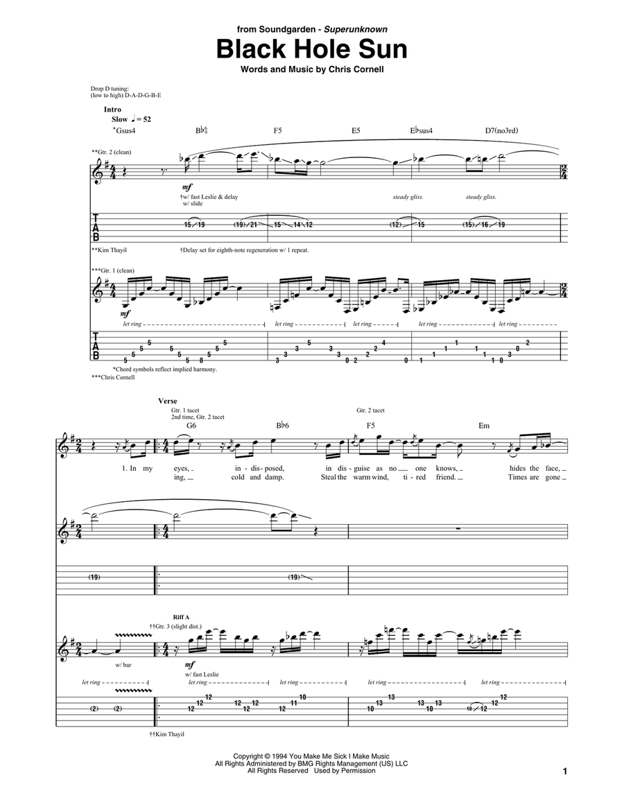 Black Hole Sun Black Hole Sun Acoustic Guitar scores gallery preview page 1