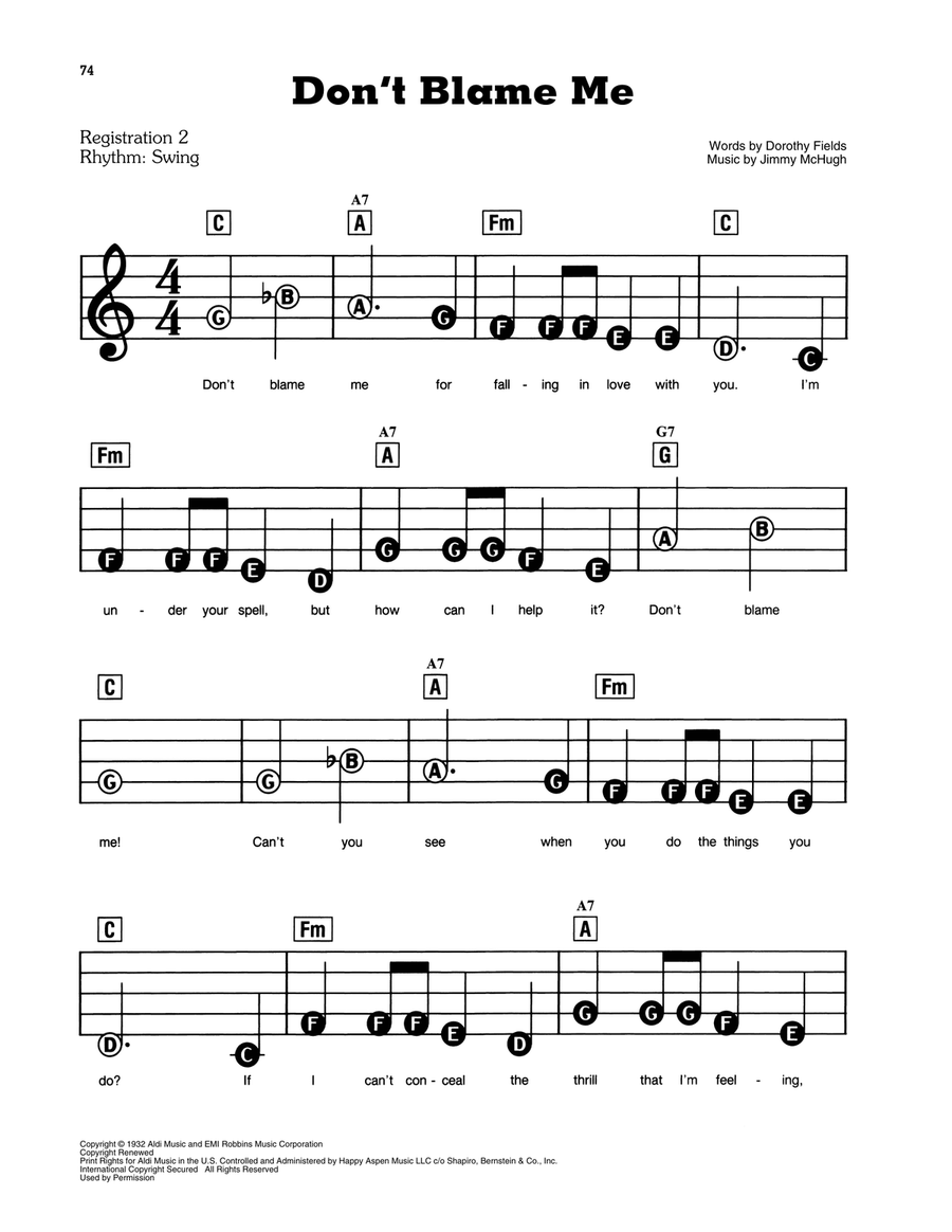Don't Blame Me Electronic Keyboard scores gallery preview page 1