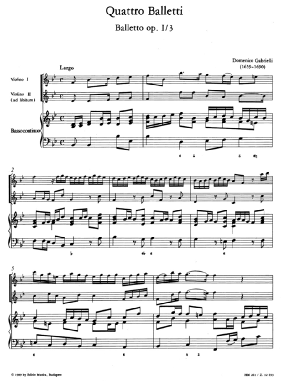 Quattro Balletti für Violine und Basso continuo Violin scores gallery preview page 2
