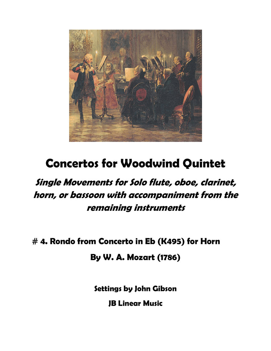 Mozart - Rondo from Concerto in Eb for Horn with wind quintet Woodwind Quintet scores gallery preview page 1