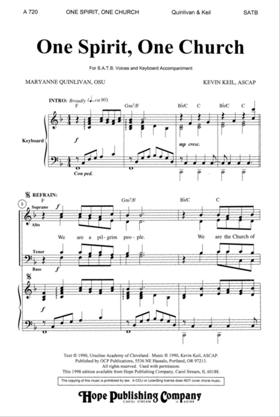 One Spirit, One Church One Spirit, One Church 4-Part scores gallery preview page 1