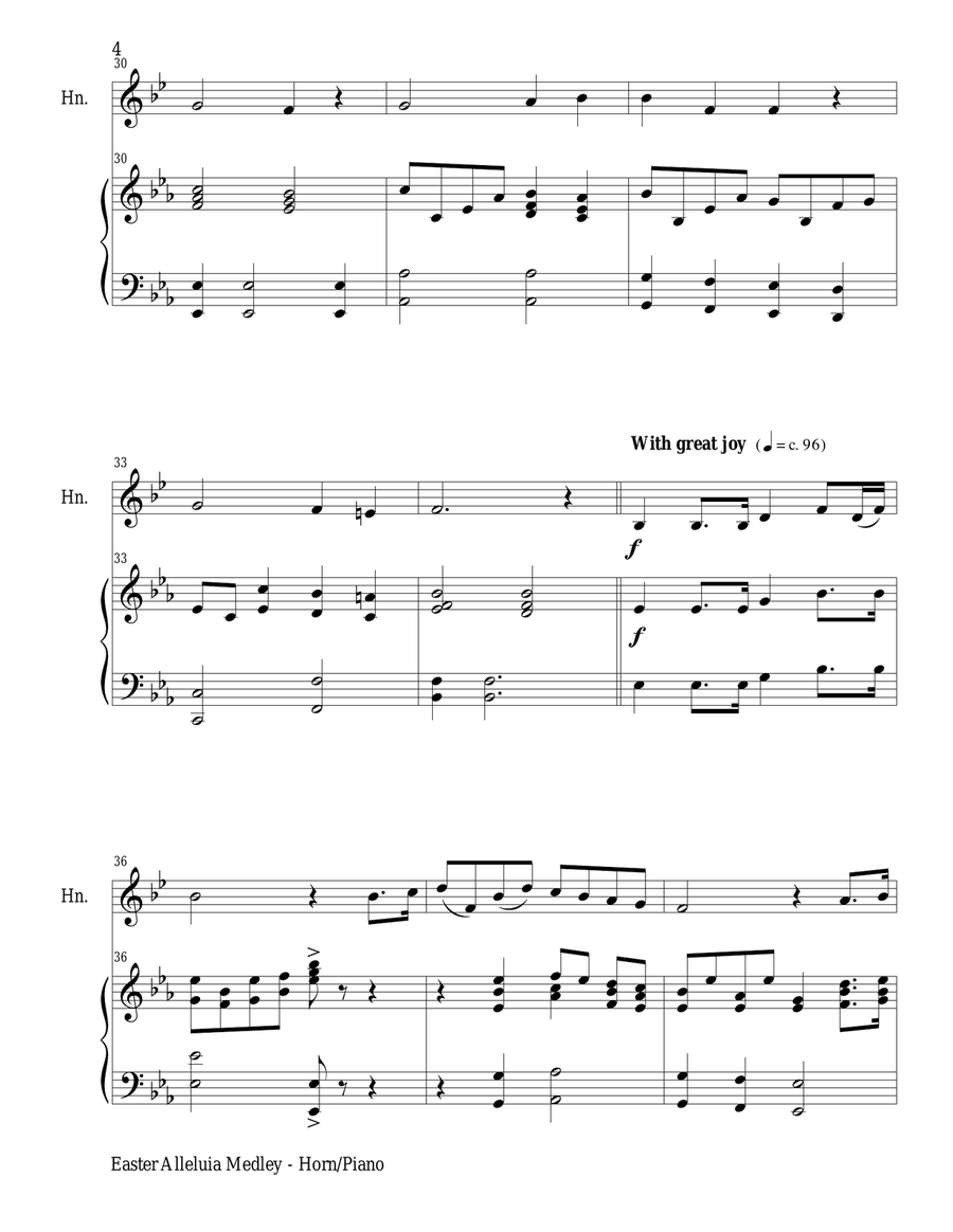 Easter Resurrection Suite (Horn in F and Piano with Parts) Piano scores gallery preview page 5