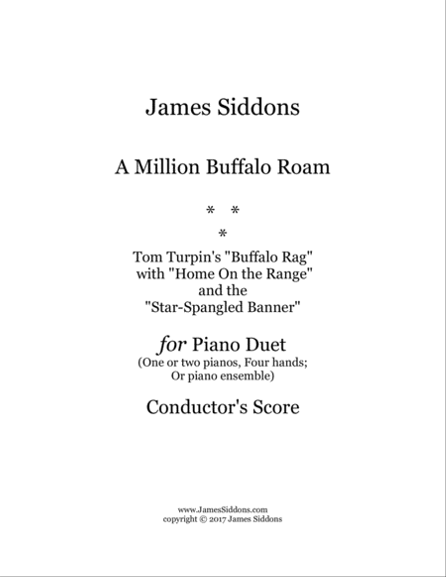 A Million Buffalo Roam (Conductor's Score for Piano Ensemble) 2 Pianos, 4-Hands scores gallery preview page 1