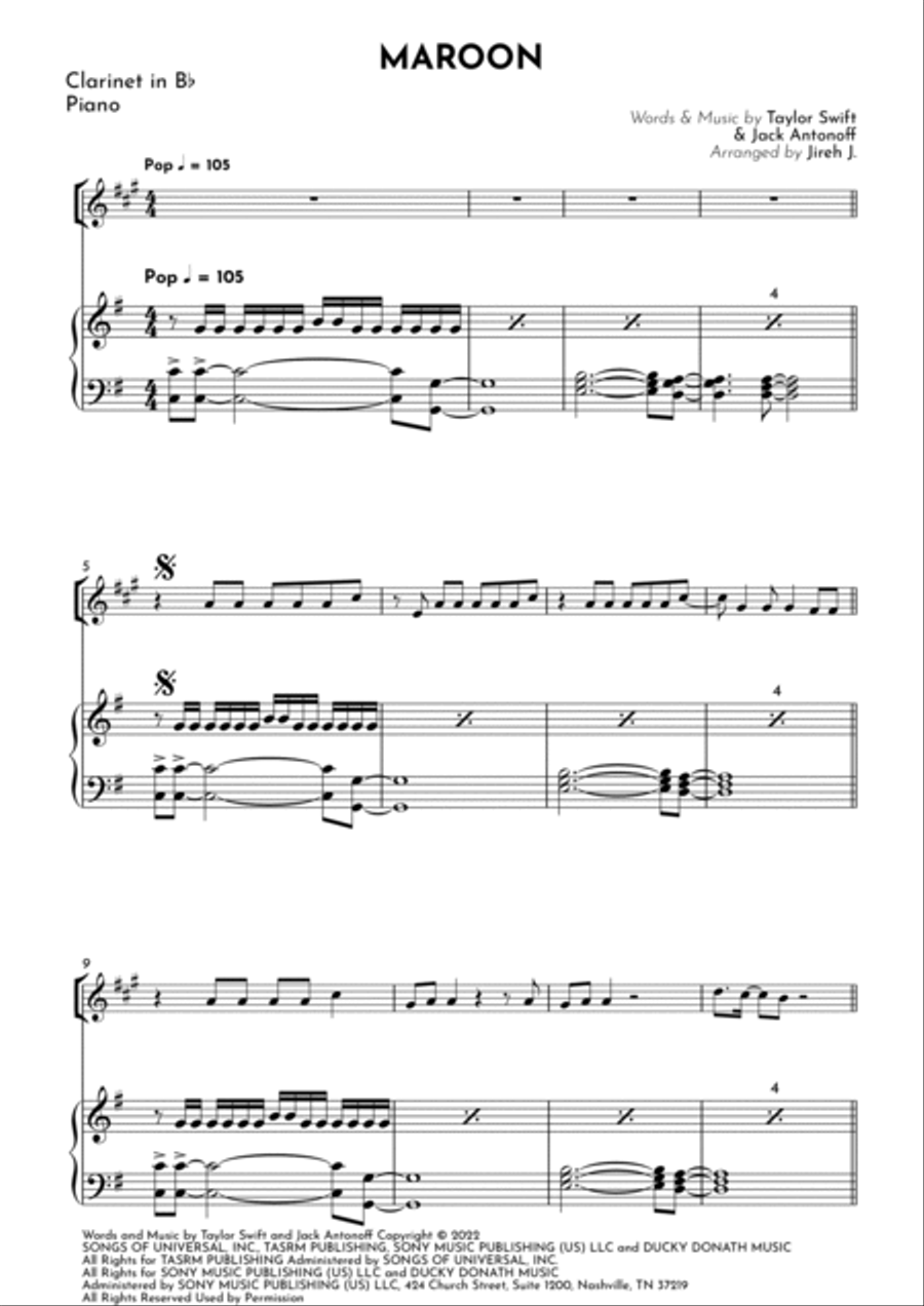Maroon B-Flat Clarinet scores gallery preview page 2