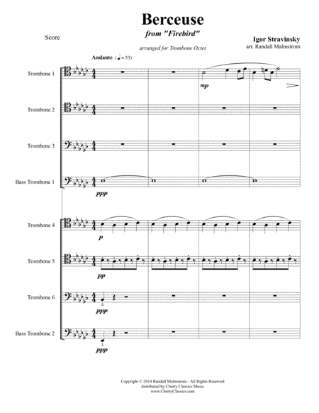 Berceuse from Firebird for Trombone Octet Ensemble Choir image number null