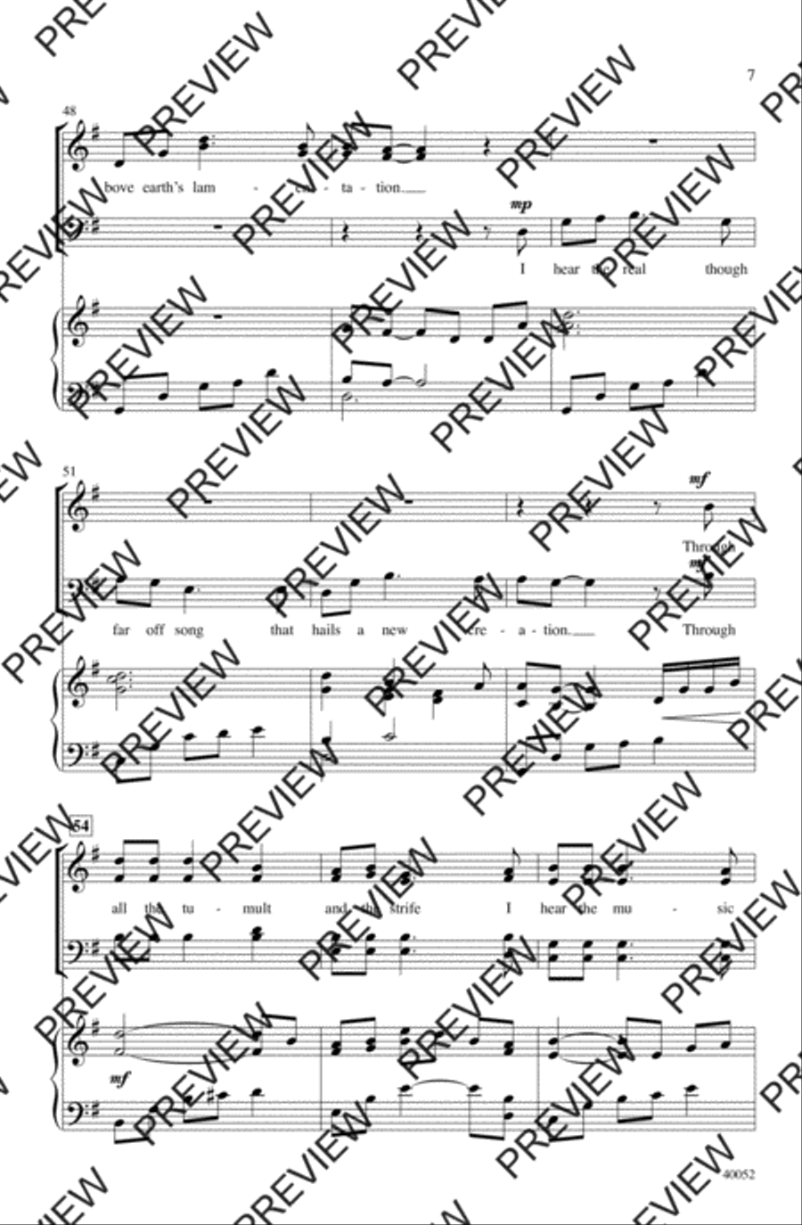 How Can I Keep from Singing? 4-Part scores gallery preview page 7