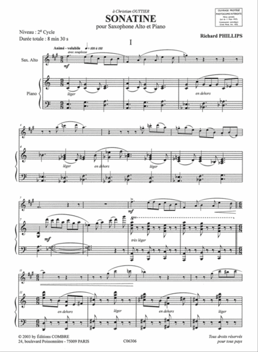 Sonatine Alto Saxophone scores gallery preview page 2