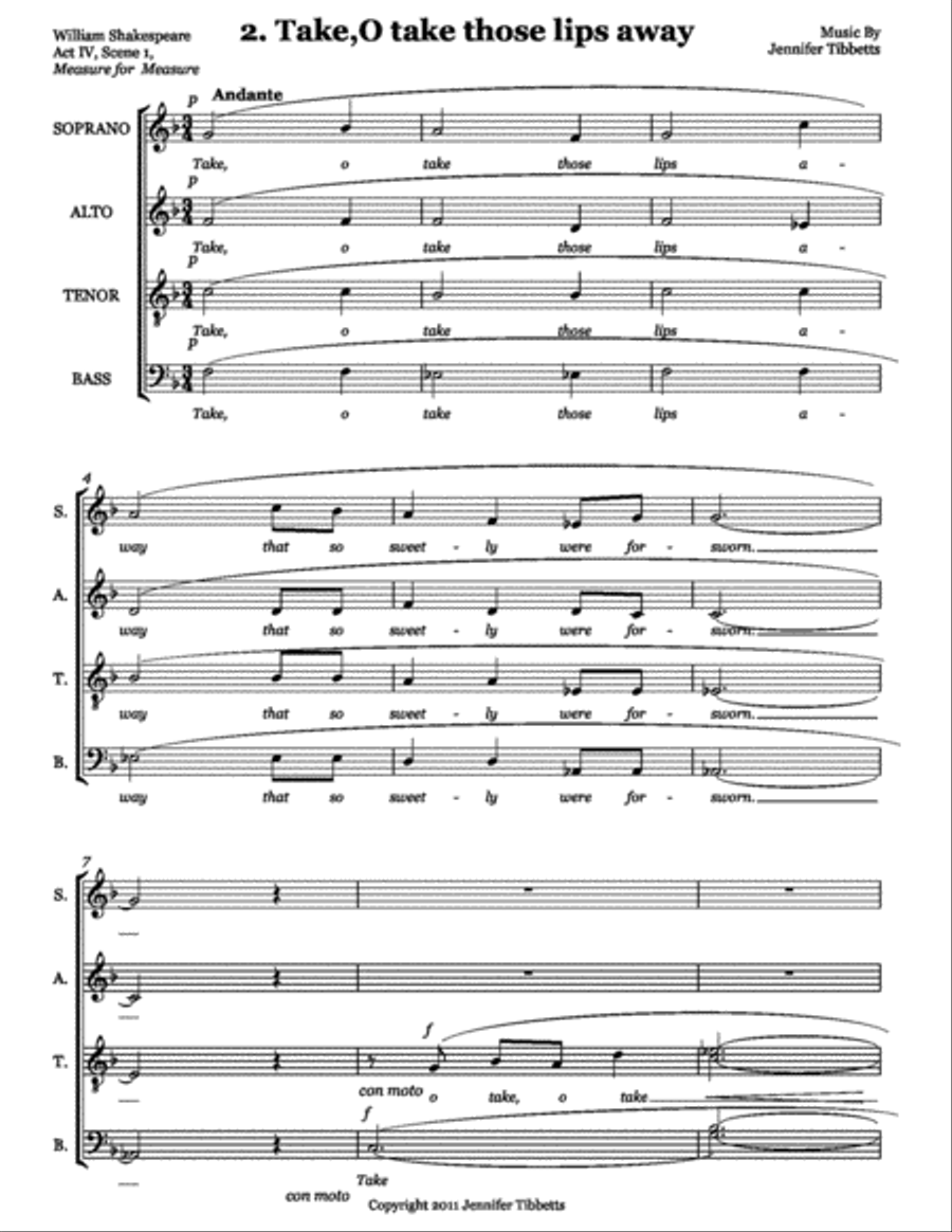 Two Pieces for Chorus with Words by Shakespeare SSAATTBB SSAATTBB scores gallery preview page 4