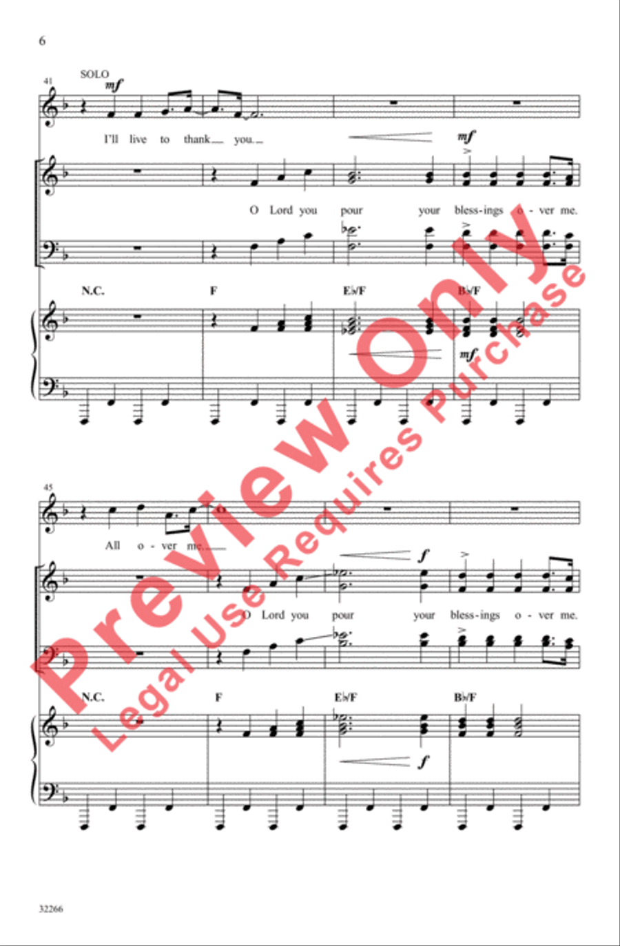 Blessings Over Me 4-Part scores gallery preview page 6
