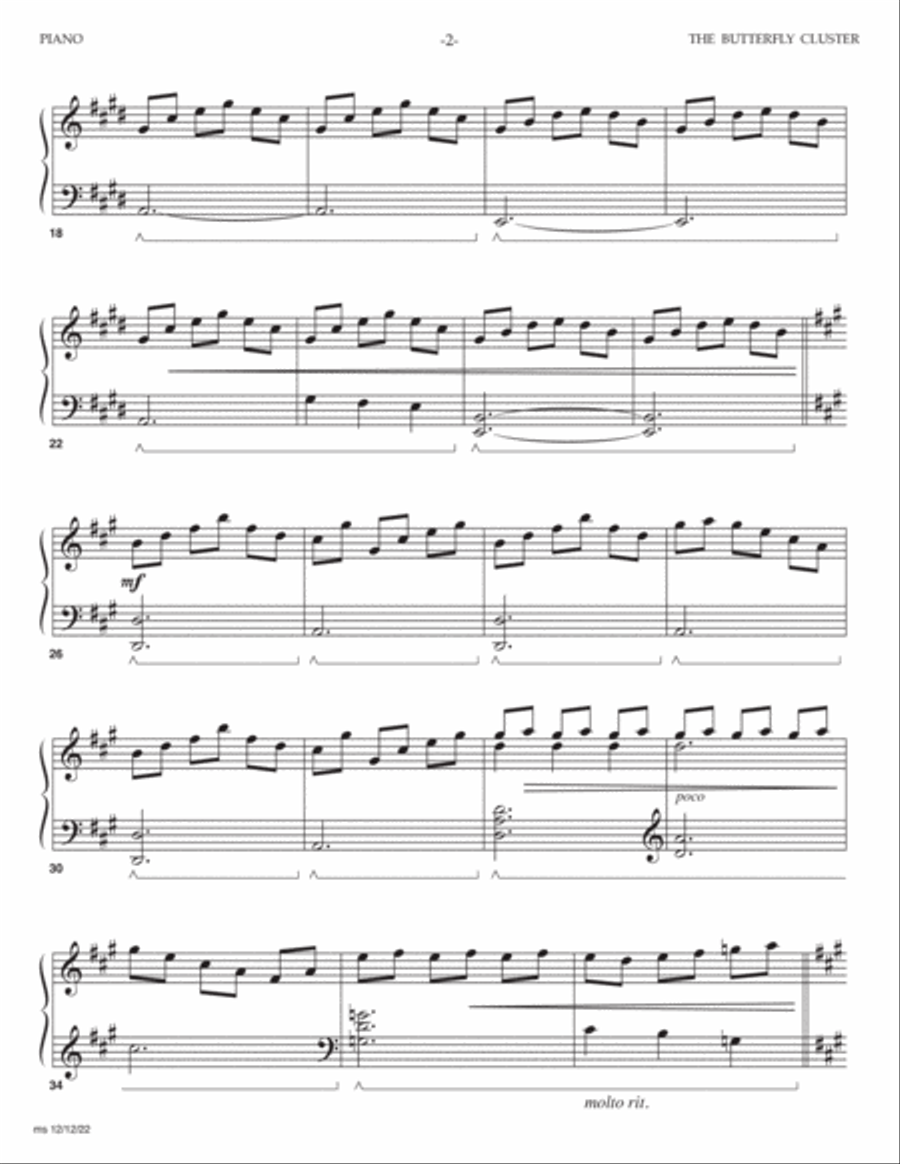 Butterfly Cluster Piano scores gallery preview page 2