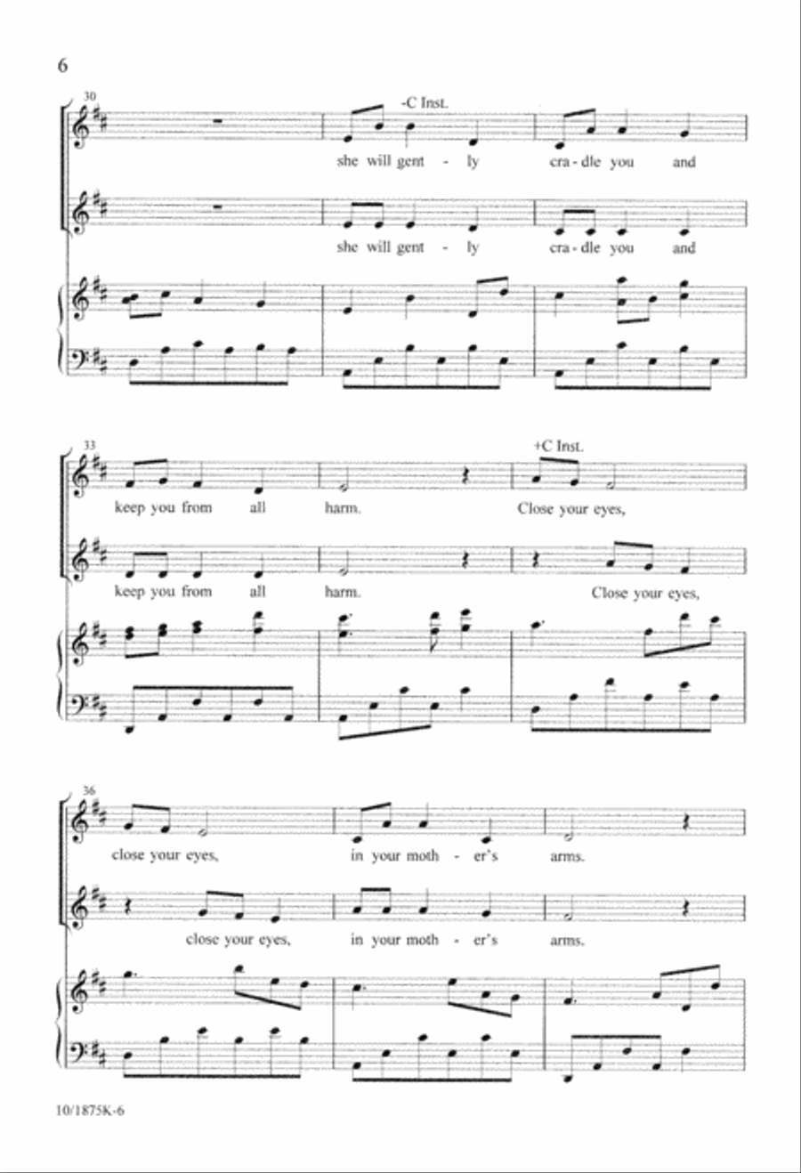 Lullaby Unison Choir scores gallery preview page 6