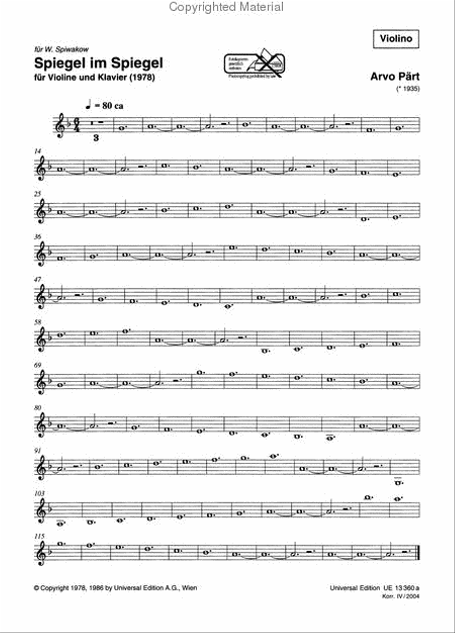 Spiegel im Spiegel (1978) Chamber Music scores gallery preview page 4