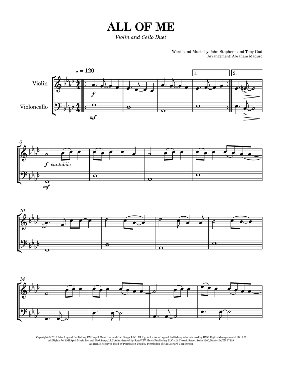 All Of Me All Of Me String Duet scores gallery preview page 2