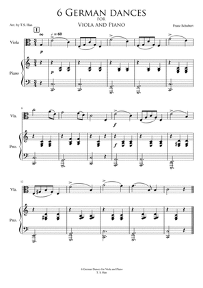 Schubert 6 German Dances for Viola and Piano