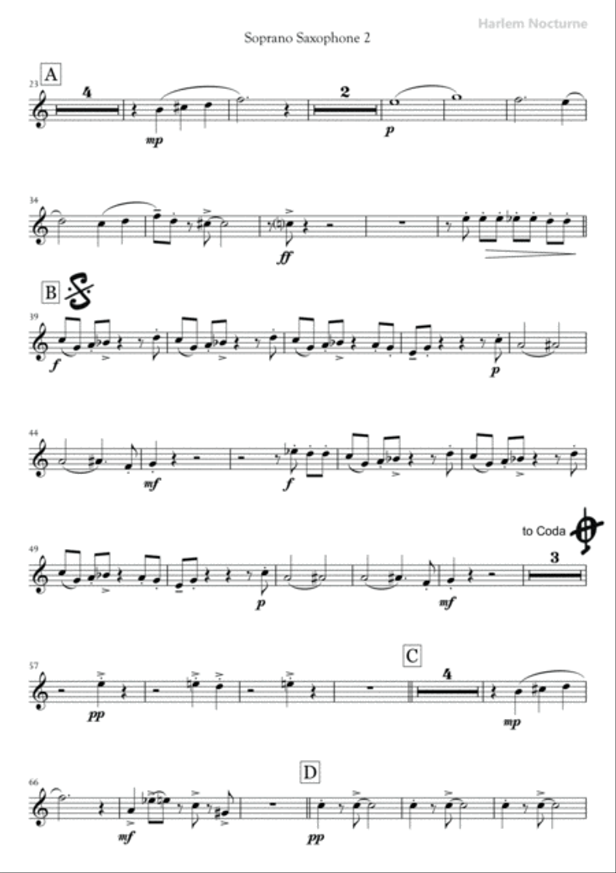 Harlem Nocturne Woodwind Ensemble scores gallery preview page 6
