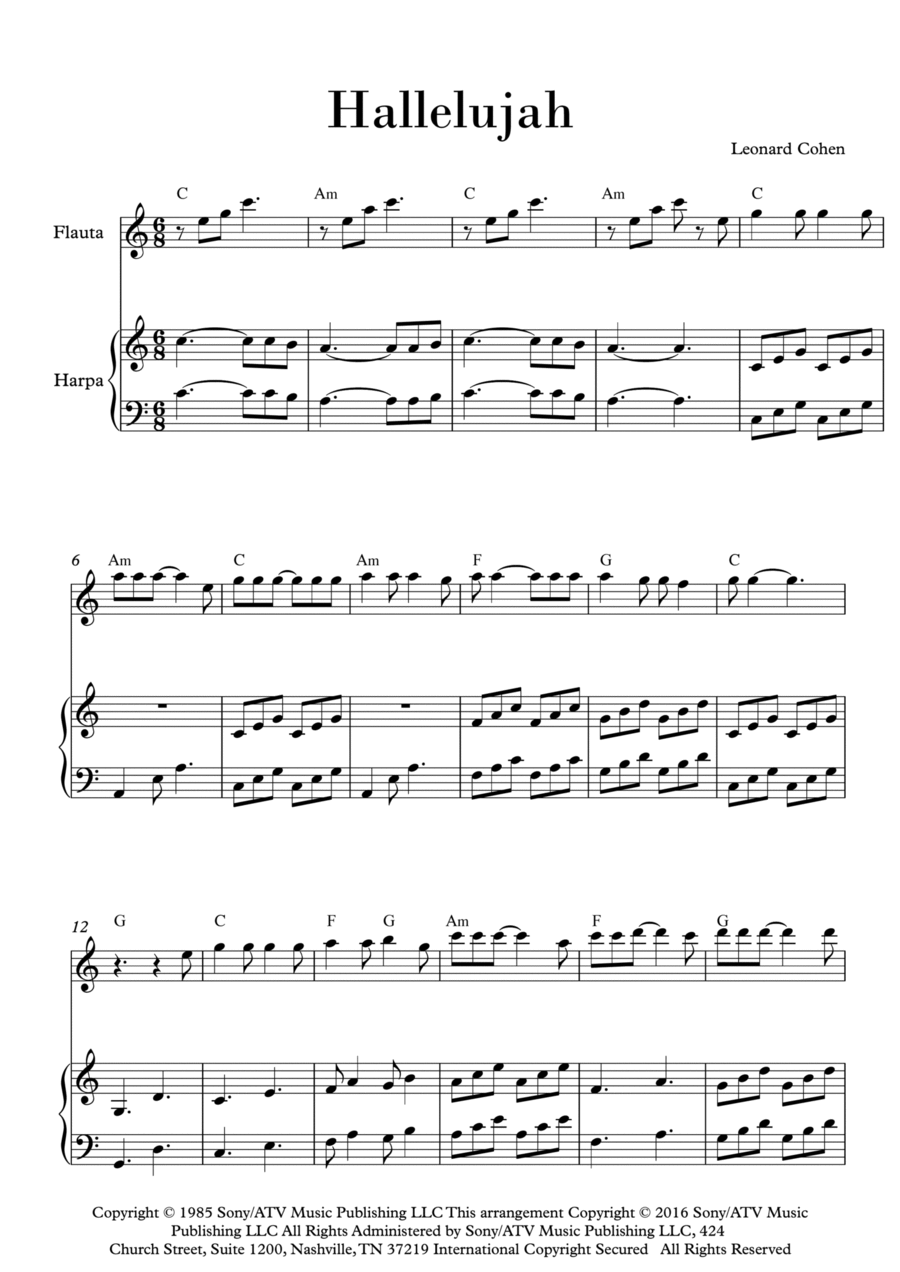 Hallelujah Flute scores gallery preview page 1