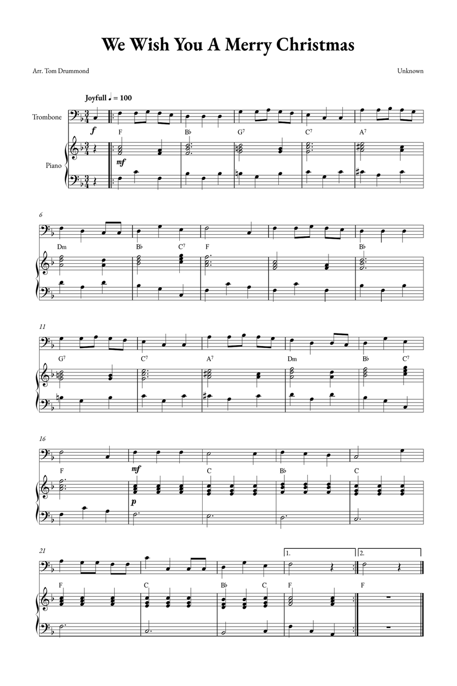 We Wish You A Merry Christmas Easy Piano scores gallery preview page 1