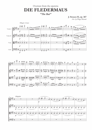 Overture from the Operetta "Die Fledermaus" for String Quartet