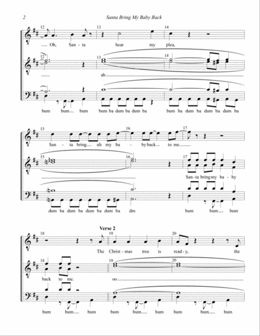 Santa, Bring My Baby Back (to Me) TTBB scores gallery preview page 2