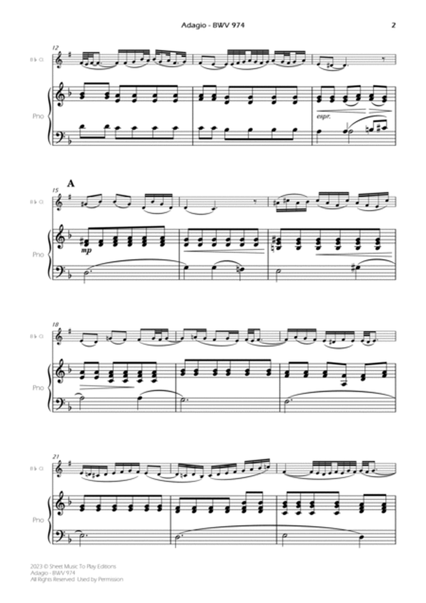 Adagio (BWV 974) - Bb Clarinet and Piano (Full Score) image number null