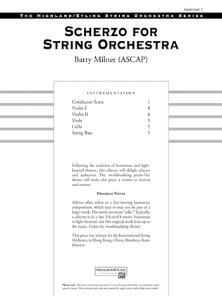 Book cover for Scherzo for String Orchestra: Score