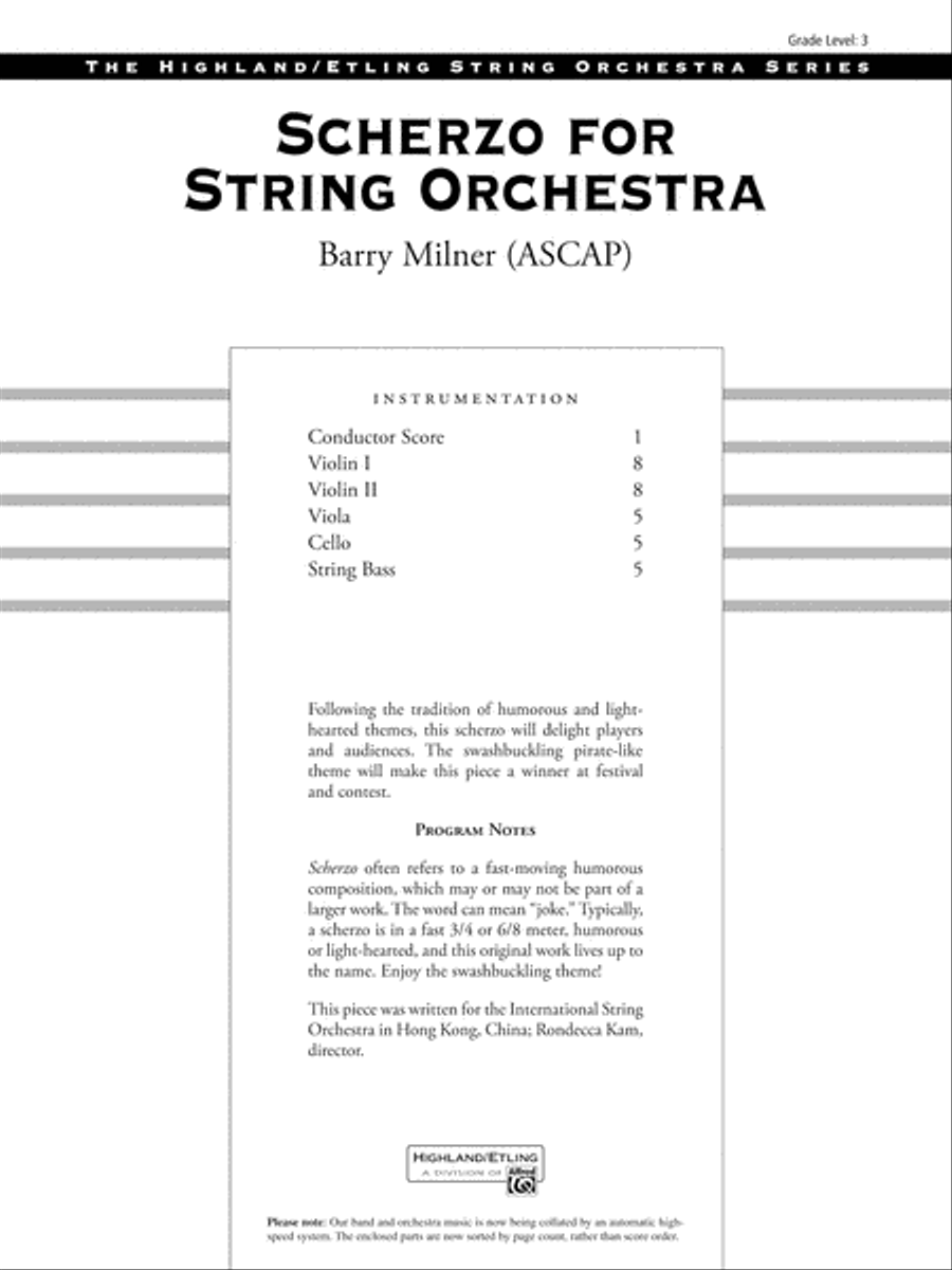 Book cover for Scherzo for String Orchestra: Score