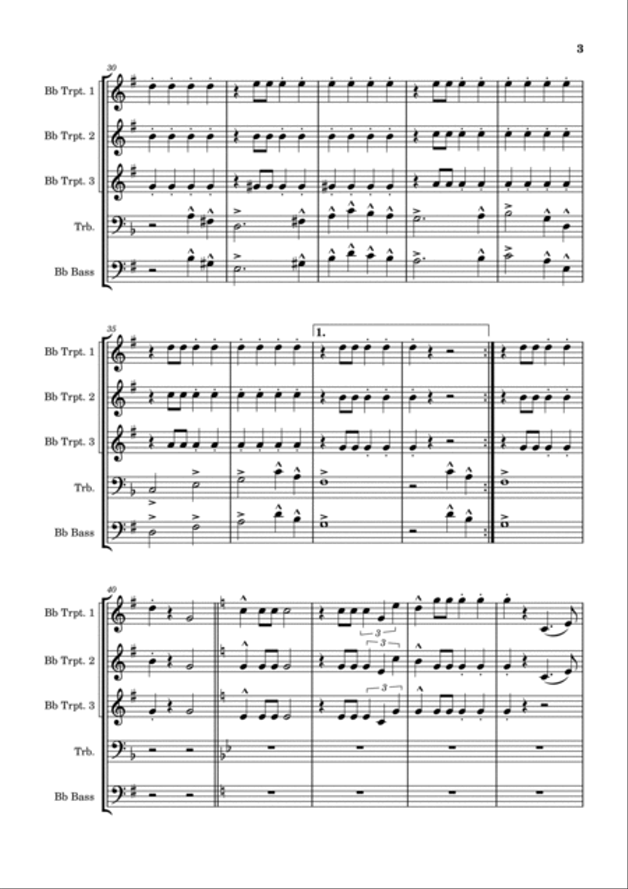 Bozner Bergsteigermarsch Brass Quintet scores gallery preview page 3
