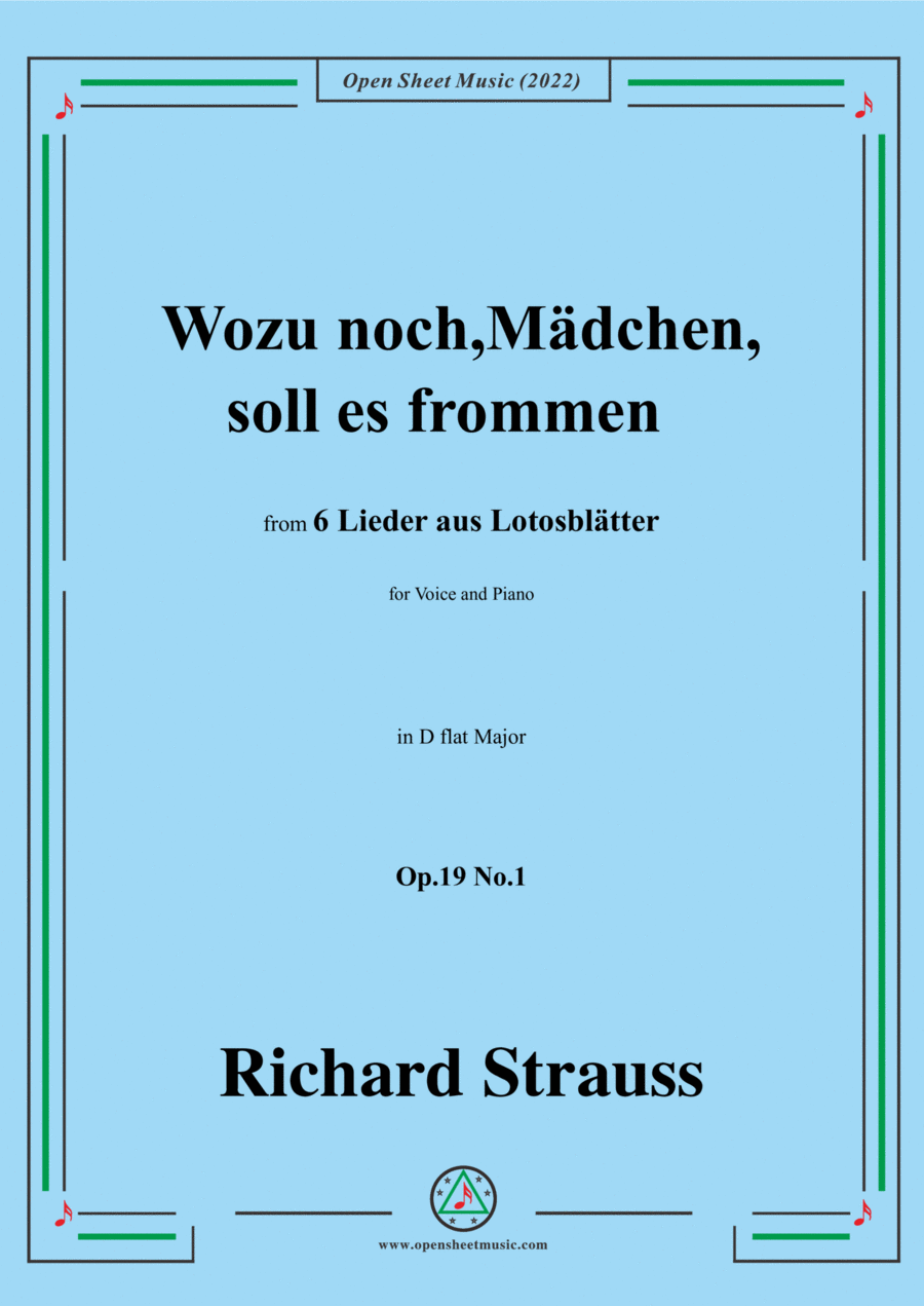 Richard Strauss-Wozu noch,Mädchen,soll es frommen,in D flat Major Voice scores gallery preview page 1