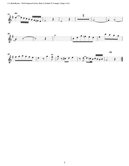 Prelude 15 from Well-Tempered Clavier, Book 2 (Brass Quartet) image number null