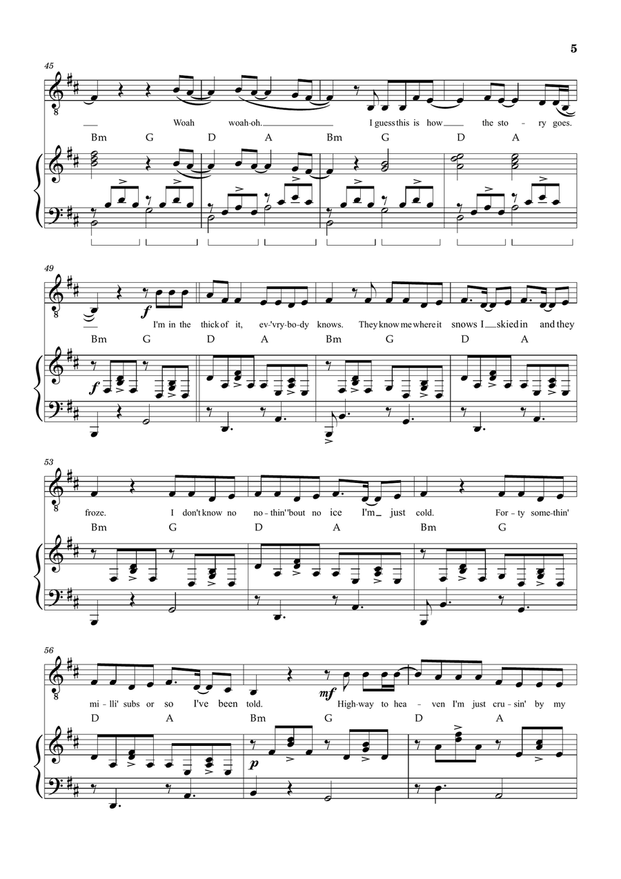 Thick Of It Piano, Vocal scores gallery preview page 5