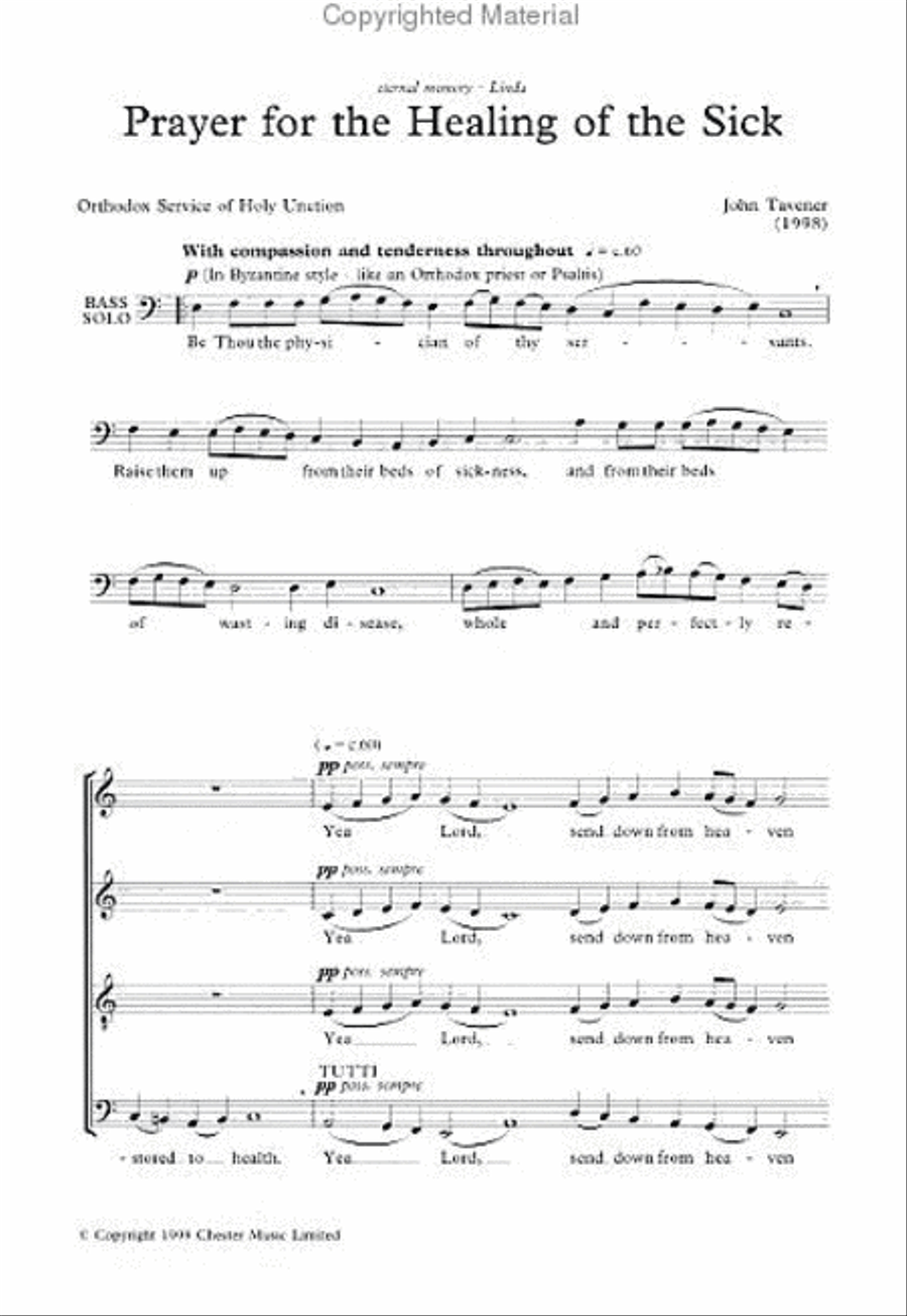 John Tavener: Prayer For The Healing Of The Sick 4-Part scores gallery preview page 2