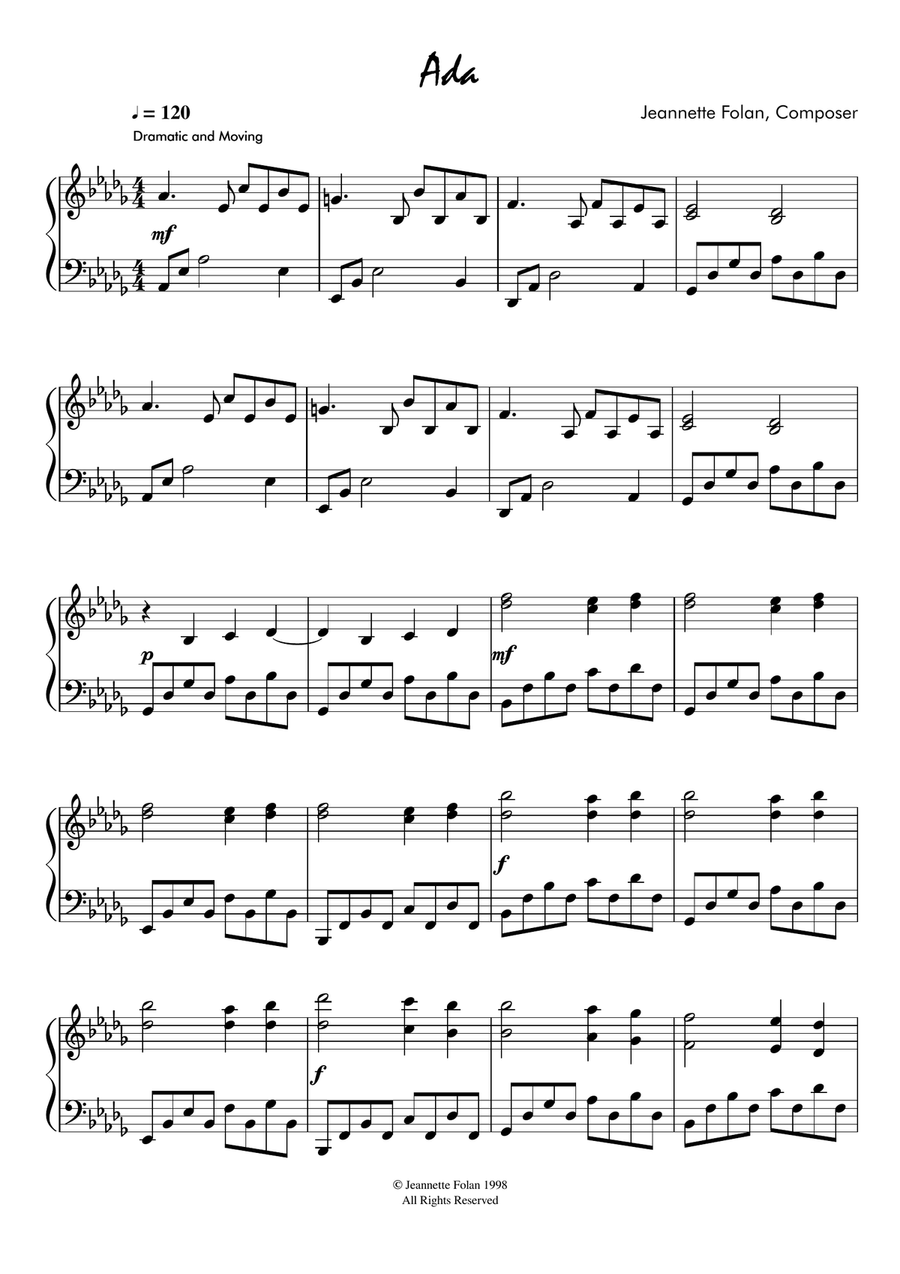 Ada Piano Solo scores gallery preview page 1
