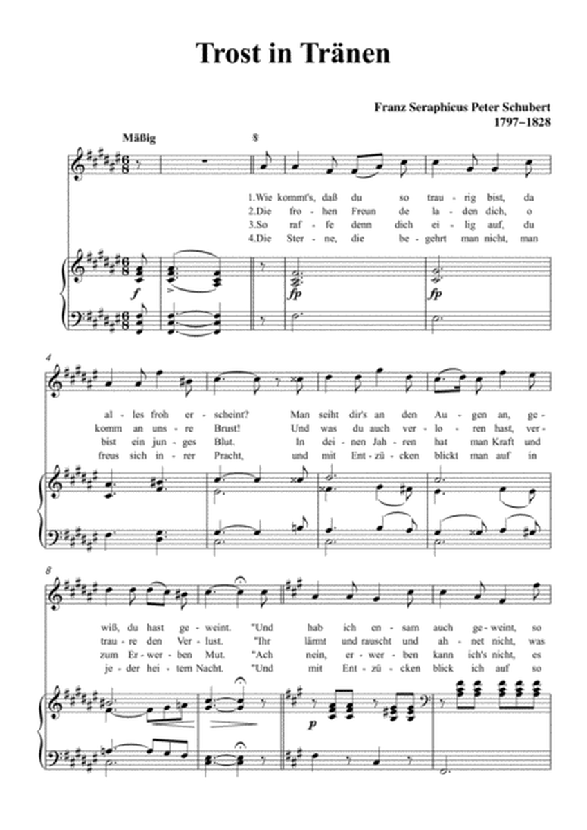 Schubert-Trost in Tränen,in F sharp Major,for Voice&Piano image number null