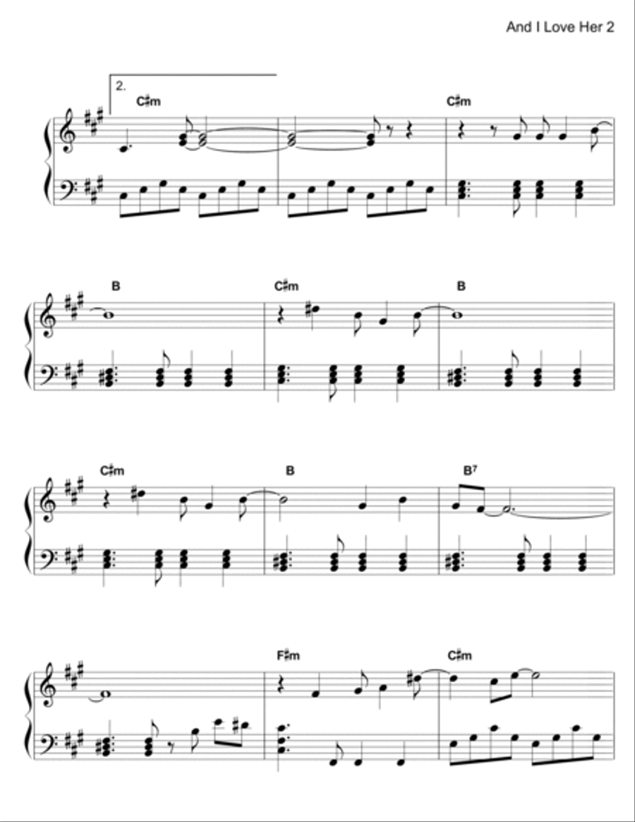 And I Love Her Piano Solo scores gallery preview page 2
