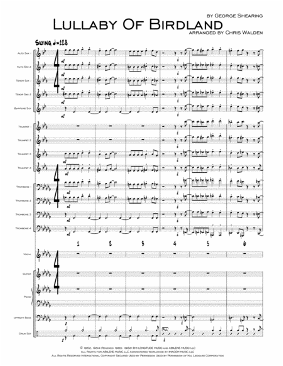 Lullaby Of Birdland Jazz Ensemble scores gallery preview page 1