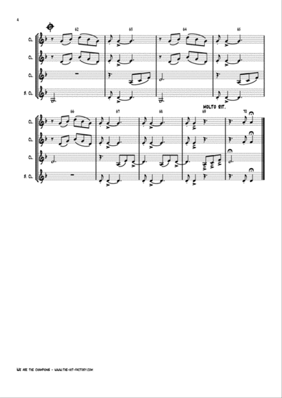We Are The Champions Woodwind Quartet scores gallery preview page 4