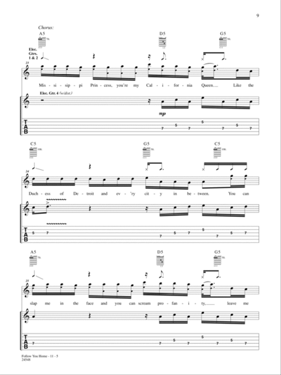Follow You Home Guitar Tablature scores gallery preview page 5