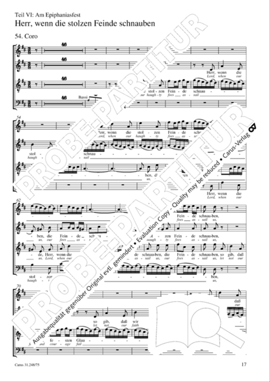 Christmas Oratorio (Weihnachtsoratorium, Teile IV-VI) 4-Part scores gallery preview page 18