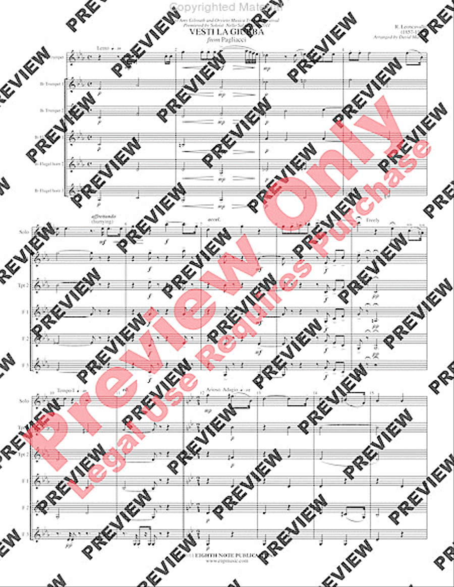 Vesti La Giubba (from I Pagliacci) Small Ensemble scores gallery preview page 3