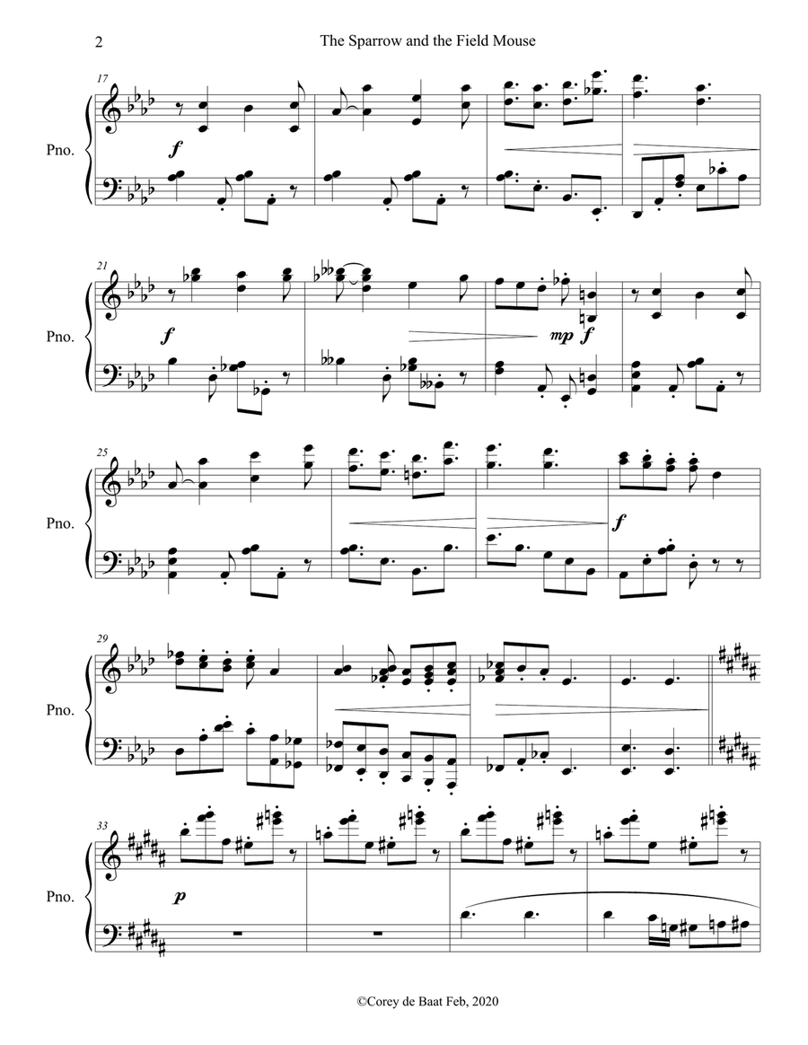 The Sparrow and the Field Mouse Piano Solo scores gallery preview page 2
