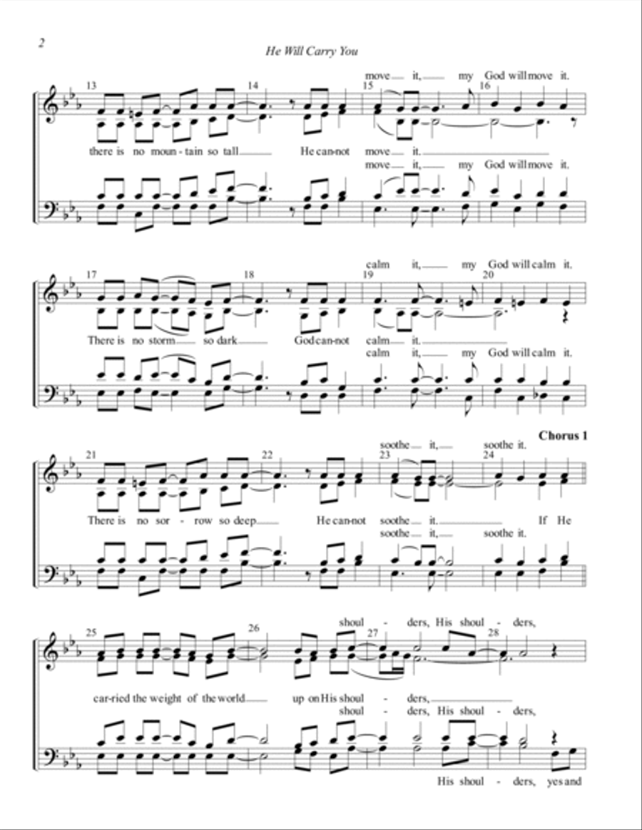 He Will Carry You 4-Part scores gallery preview page 2