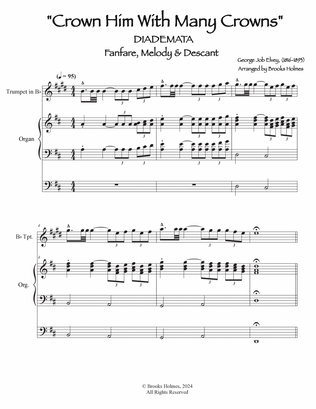 Crown Him With Many Crowns (Diademata) Fanfare, Melody & Descant for Trumpet & Organ