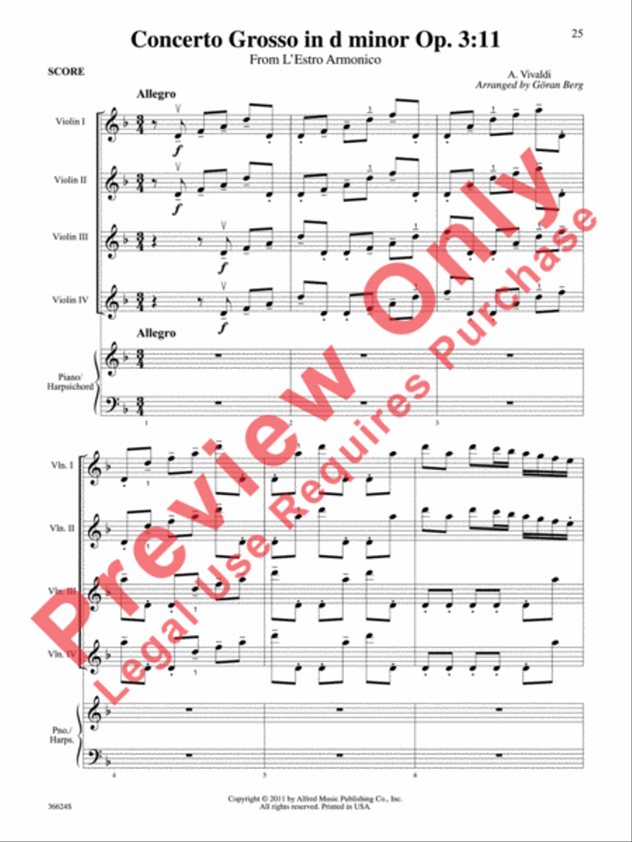 Violins Go Vivaldi -- Two Movements for Violin Quartet Small Ensemble scores gallery preview page 26