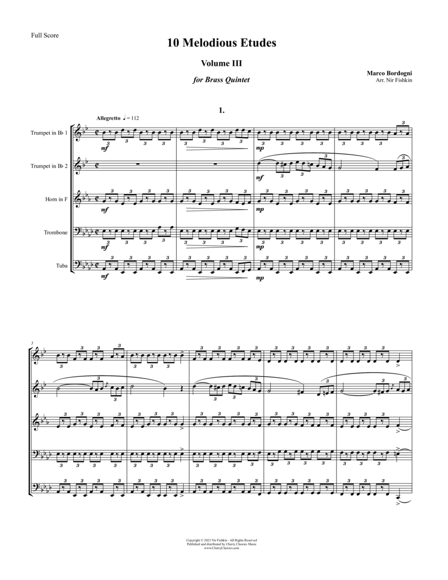 10 Melodious Etudes for Brass Quintet, Volume 3 image number null